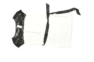 Express Women's Size XS White Sleeveless Lace Boat Neck Blouse with Black Satin